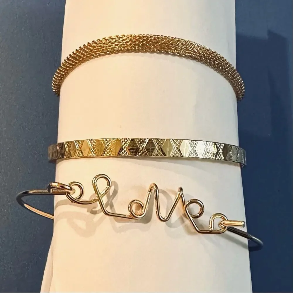 Gold Stack of 3 Bracelets